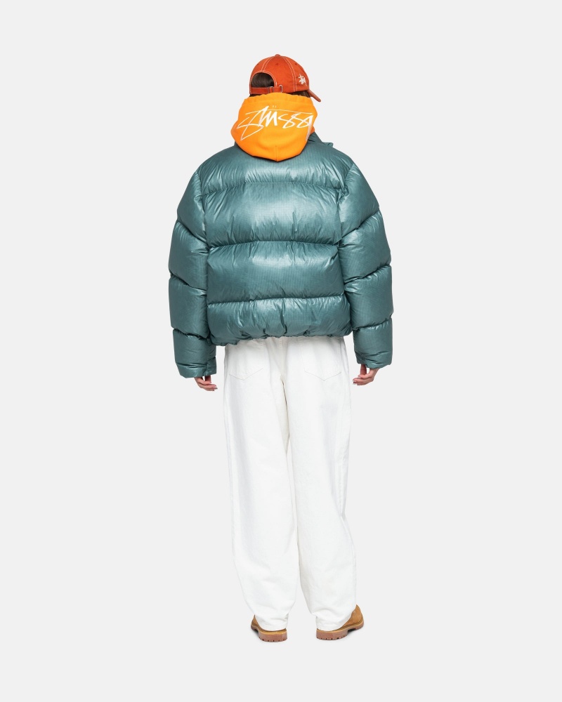 Stussy Puffer Parachute Ripstop Donsjas Blauw | 76539-BMFT