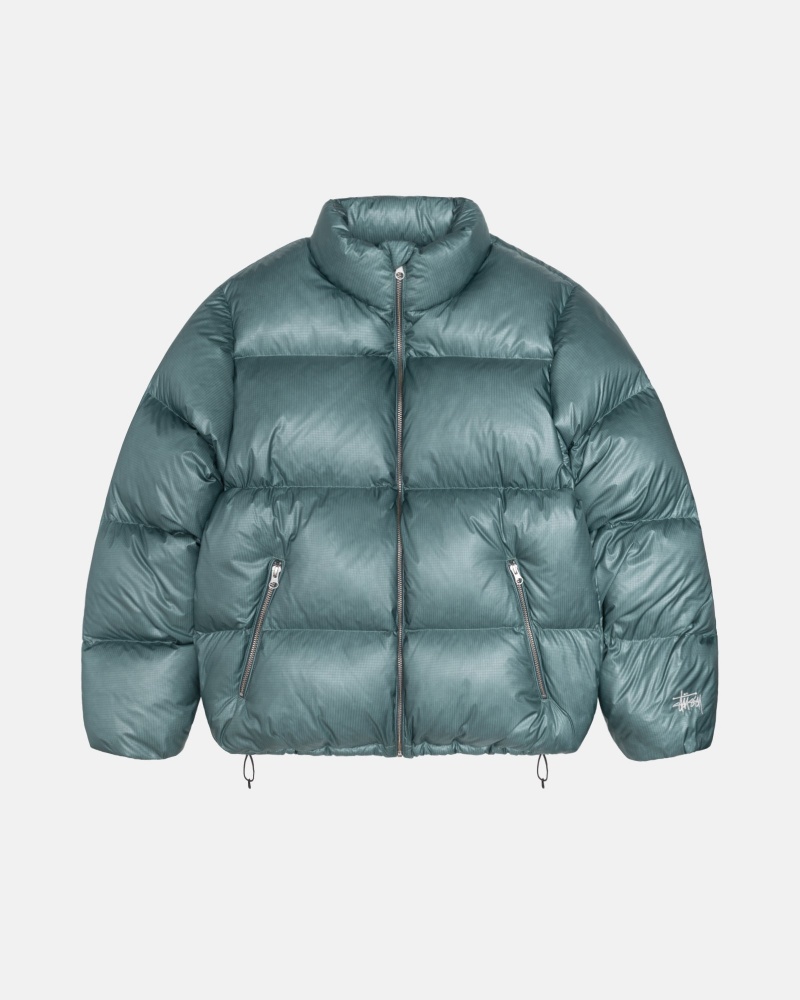 Stussy Puffer Parachute Ripstop Donsjas Blauw | 76539-BMFT