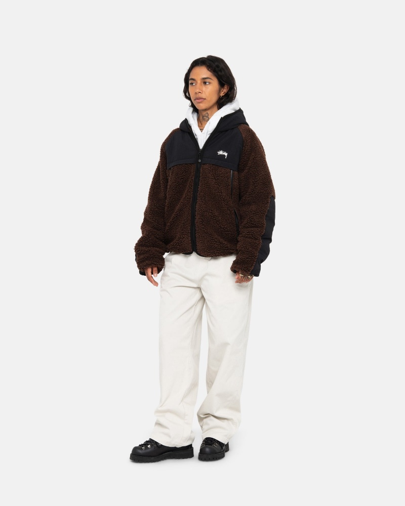 Stussy Sherpa Paneled Met Capuchon Jassen Bruin | 43716-DJSW