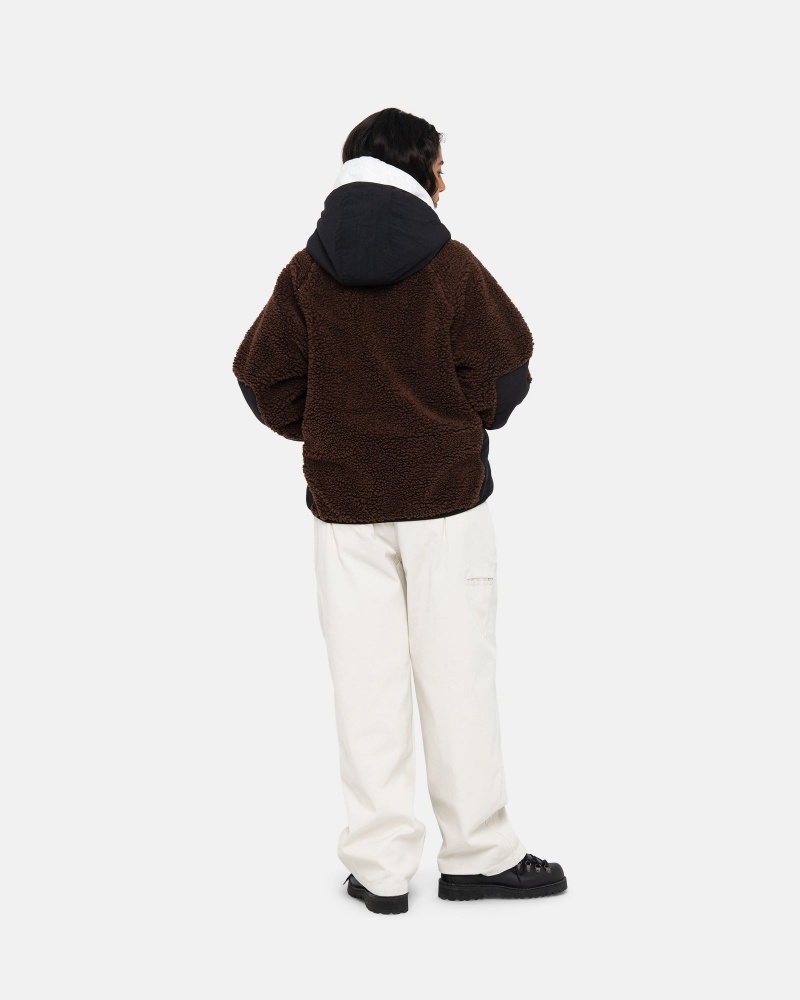 Stussy Sherpa Paneled Met Capuchon Jassen Bruin | 43716-DJSW