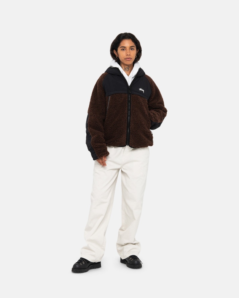 Stussy Sherpa Paneled Met Capuchon Jassen Bruin | 43716-DJSW