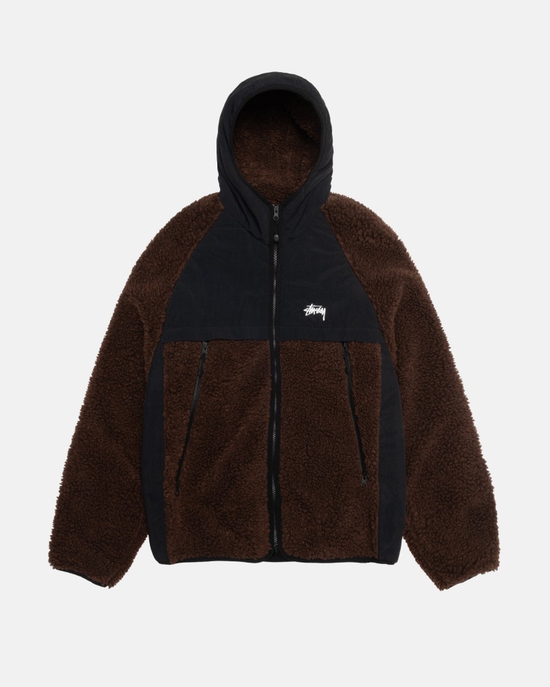 Stussy Sherpa Paneled Met Capuchon Jassen Bruin | 43716-DJSW