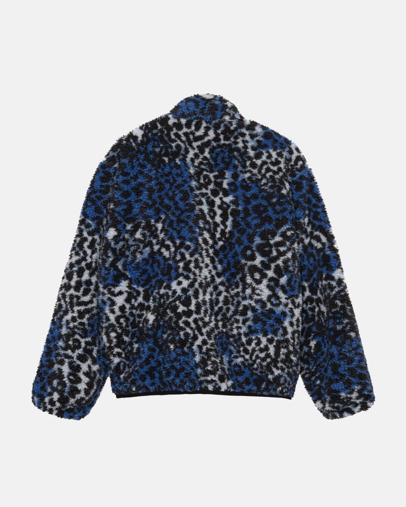 Stussy Sherpa Reversible Jassen Blauw Leopard | 02978-UBYV