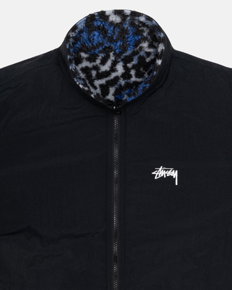 Stussy Sherpa Reversible Jassen Blauw Leopard | 02978-UBYV