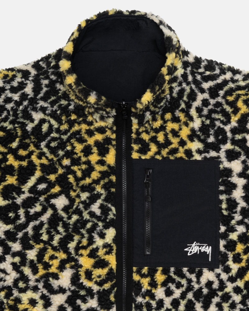 Stussy Sherpa Reversible Jassen Geel Leopard | 81539-XADR