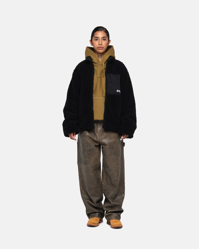 Stussy Sherpa Reversible Jassen Zwart | 14690-BQGF