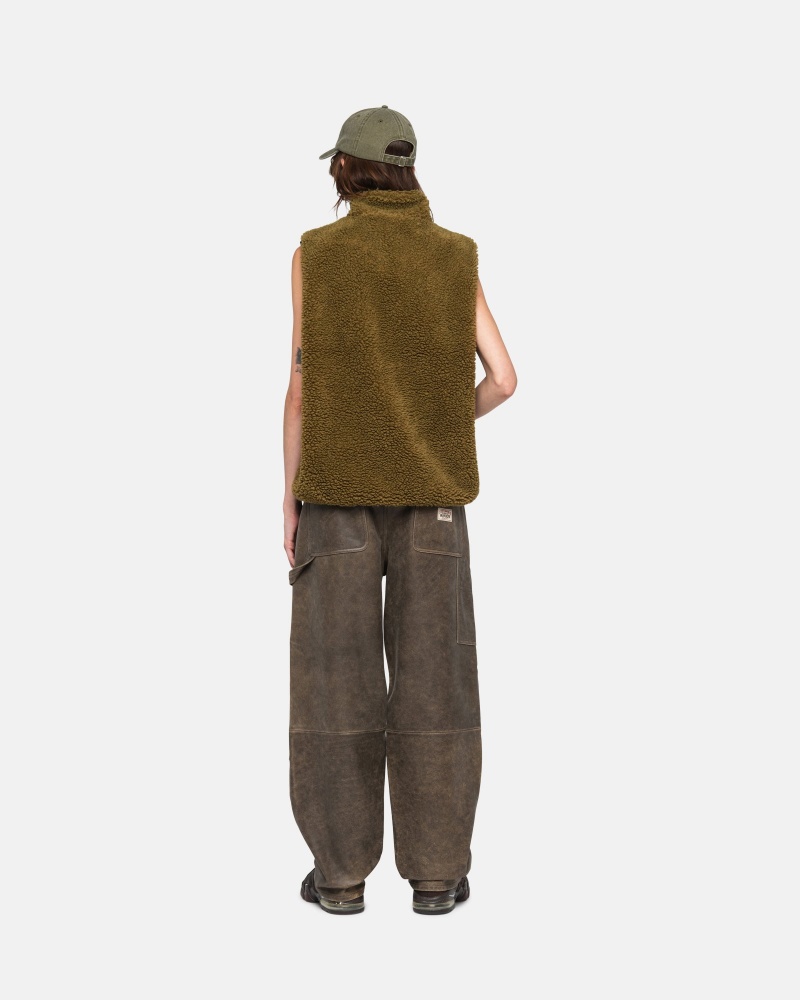 Stussy Sherpa Reversible Vest  Olijfgroen | 53796-JSPY