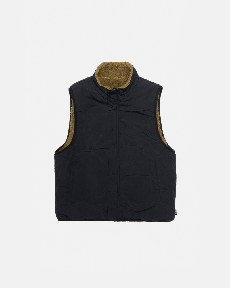 Stussy Sherpa Reversible Vest  Olijfgroen | 53796-JSPY