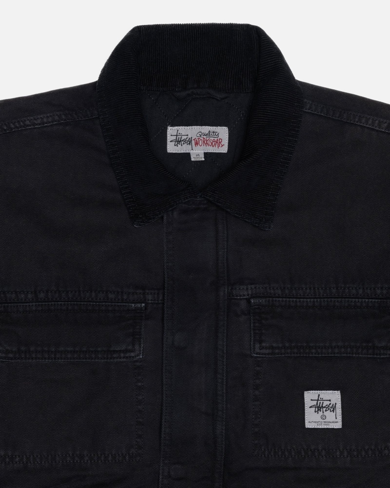 Stussy Shop Washed Canvas Jassen Zwart | 31469-DVYU