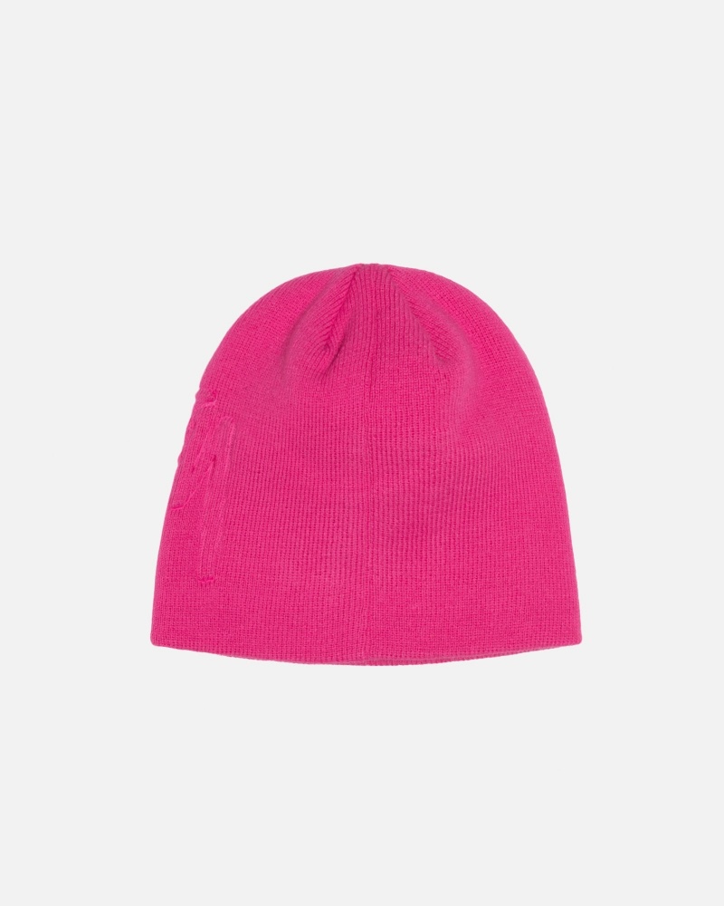 Stussy Skullcap Embossed Smooth Stock Hoeden Roze | 86359-GEZP