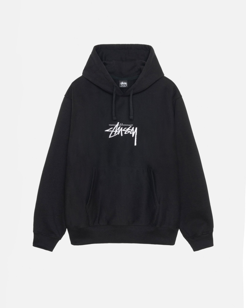 Stussy Stock Logo Applique Hoodie Zwart | 98317-PHEM