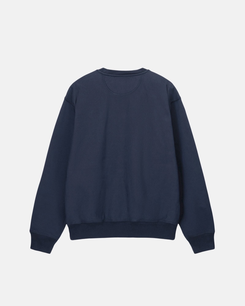 Stussy Stock Logo Crew Sweatshirts Donkerblauw | 06247-UNRZ