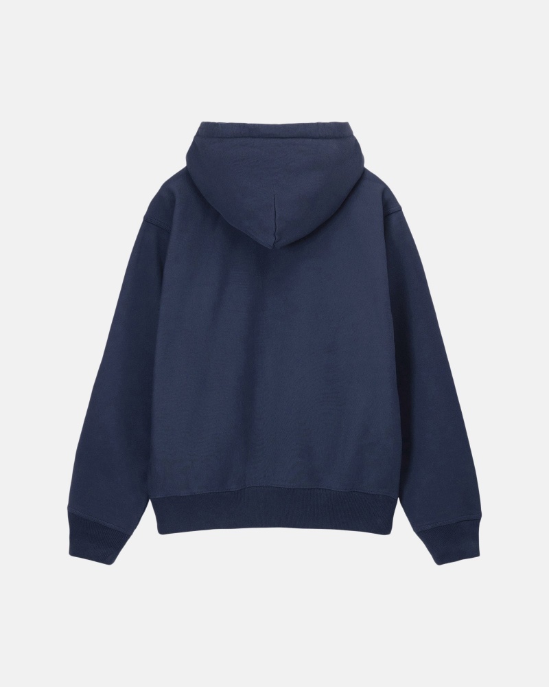 Stussy Stock Logo Zip Hoodie Donkerblauw | 60482-GJMZ