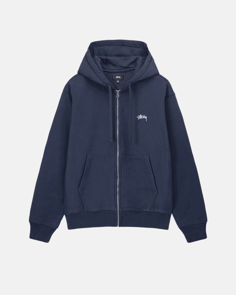 Stussy Stock Logo Zip Hoodie Donkerblauw | 60482-GJMZ