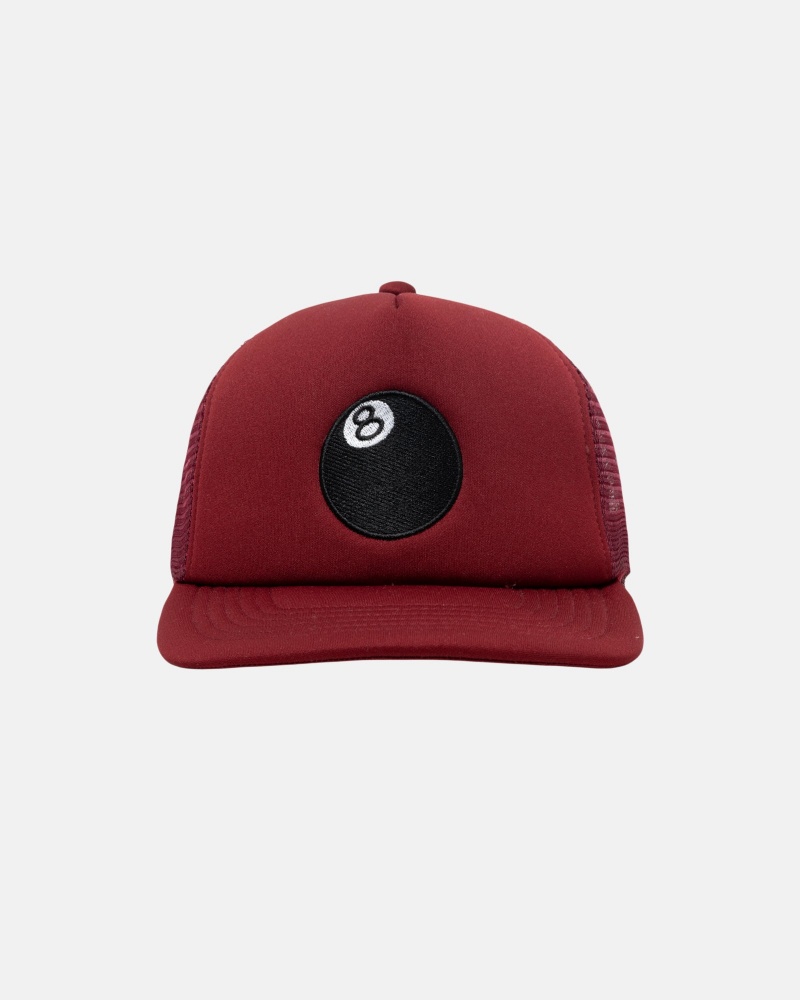 Stussy Trucker 8 Ball Snapback Hoeden Rood | 34561-HYPK