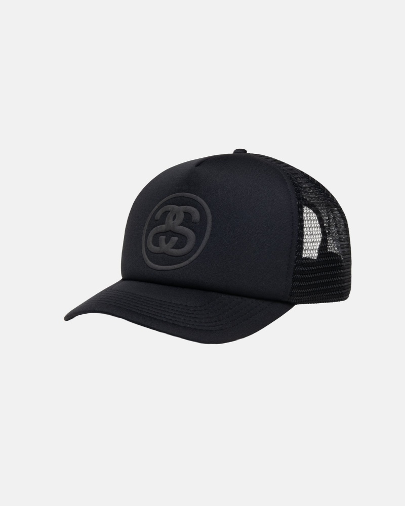 Stussy Trucker Ss-Link Snapback Hoeden Zwart | 45320-VOUP