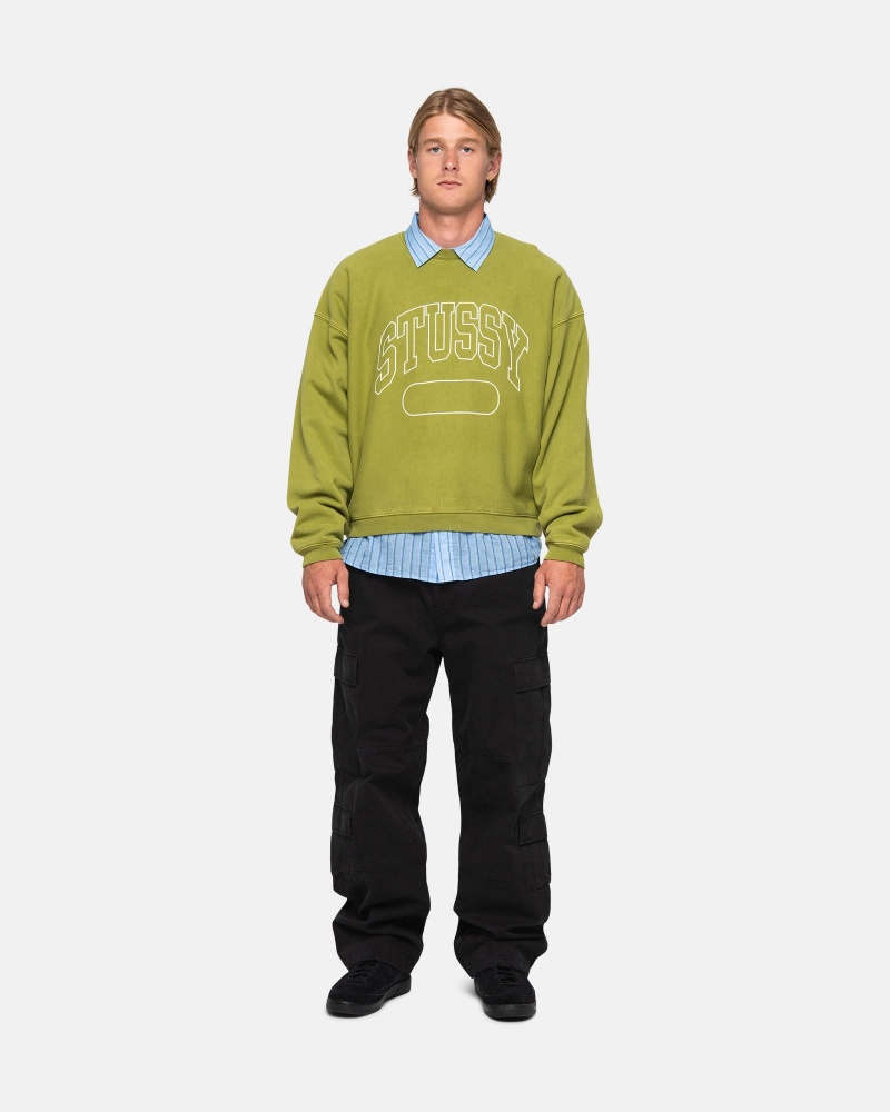 Stussy Varsity Oversized Crew Sweatshirts Groen | 20419-EYQS