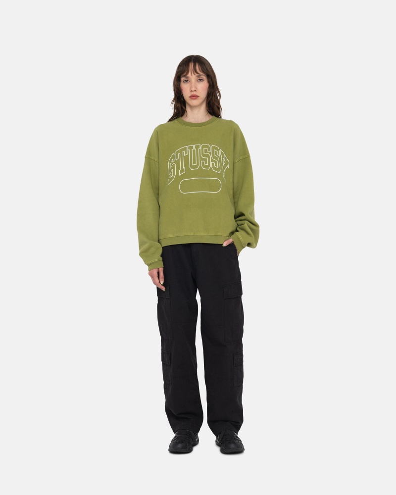 Stussy Varsity Oversized Crew Sweatshirts Groen | 20419-EYQS