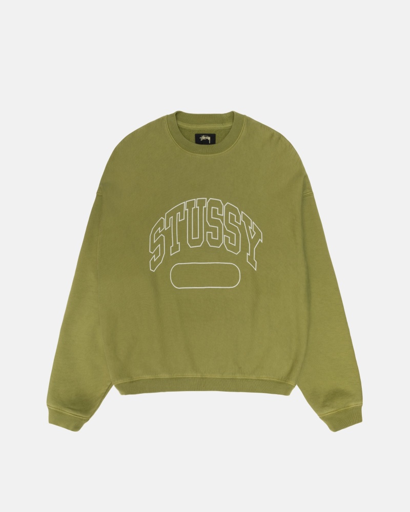 Stussy Varsity Oversized Crew Sweatshirts Groen | 20419-EYQS