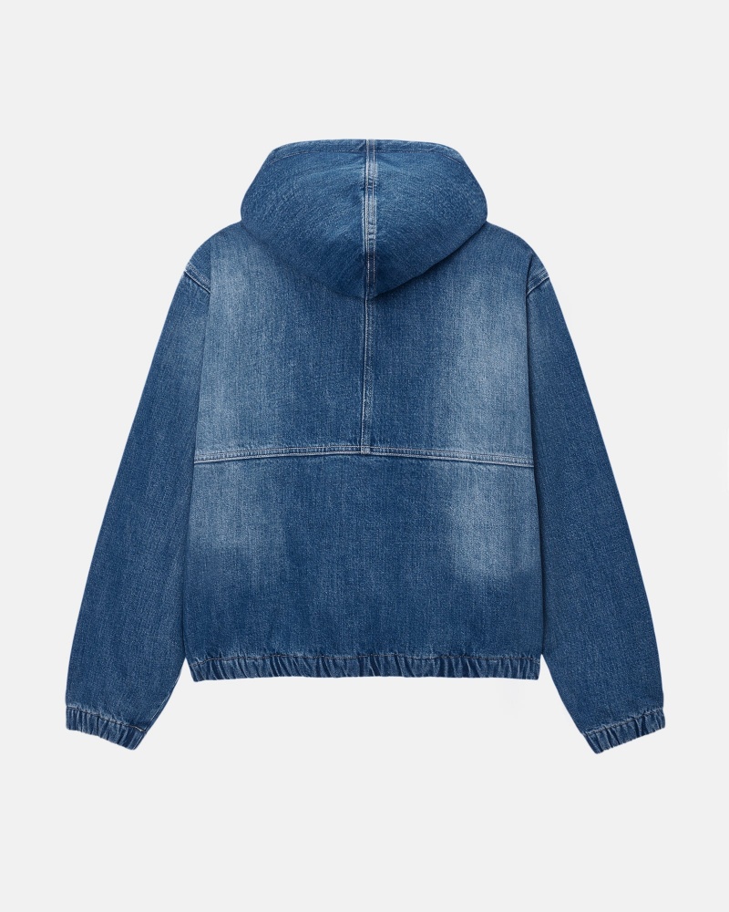 Stussy Werk Denim Sherpa Jassen Blauw | 52690-WRSE