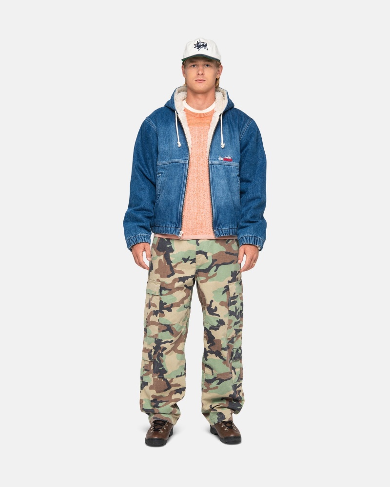 Stussy Werk Denim Sherpa Jassen Blauw | 52690-WRSE