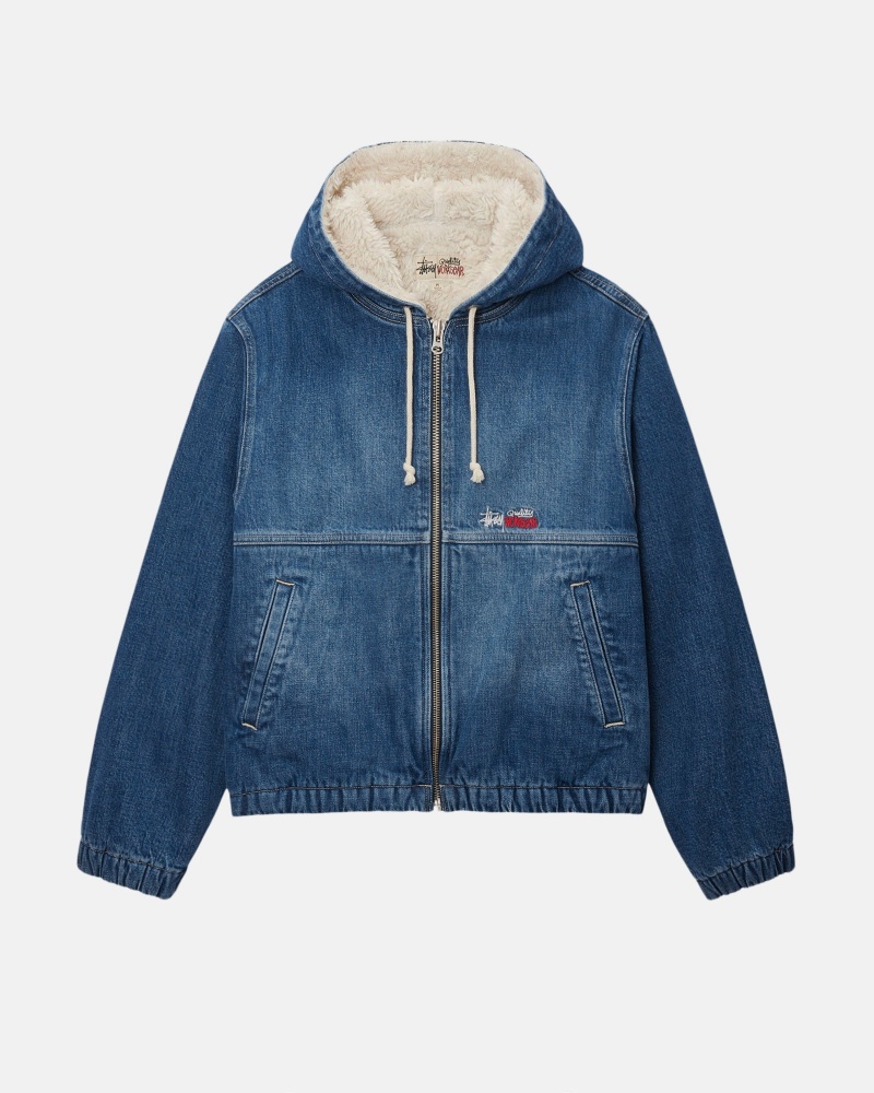 Stussy Werk Denim Sherpa Jassen Blauw | 52690-WRSE